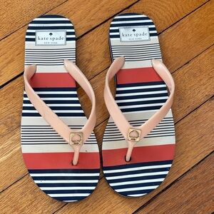 kate spade Navy, White, Red Striped Flip Flops